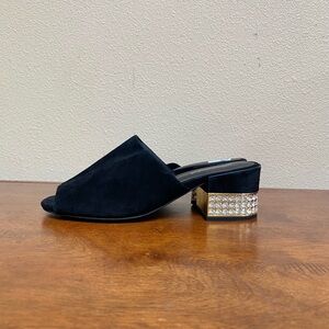 Jeffery Campbell Teseida Suede Rhinestone Mule Sandals Size 9.5